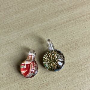 Pair of glass pendants for your cord or chain.